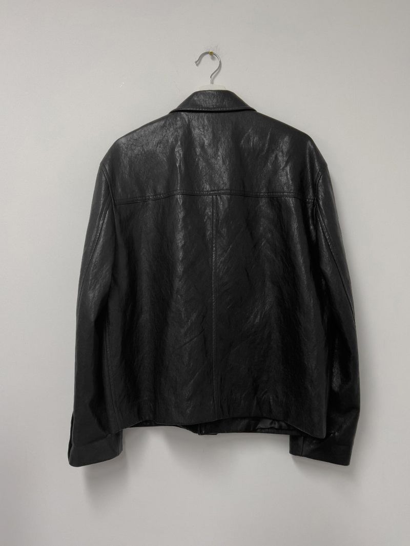 [Unisex] Crop Leather Single Over Fit Jacket