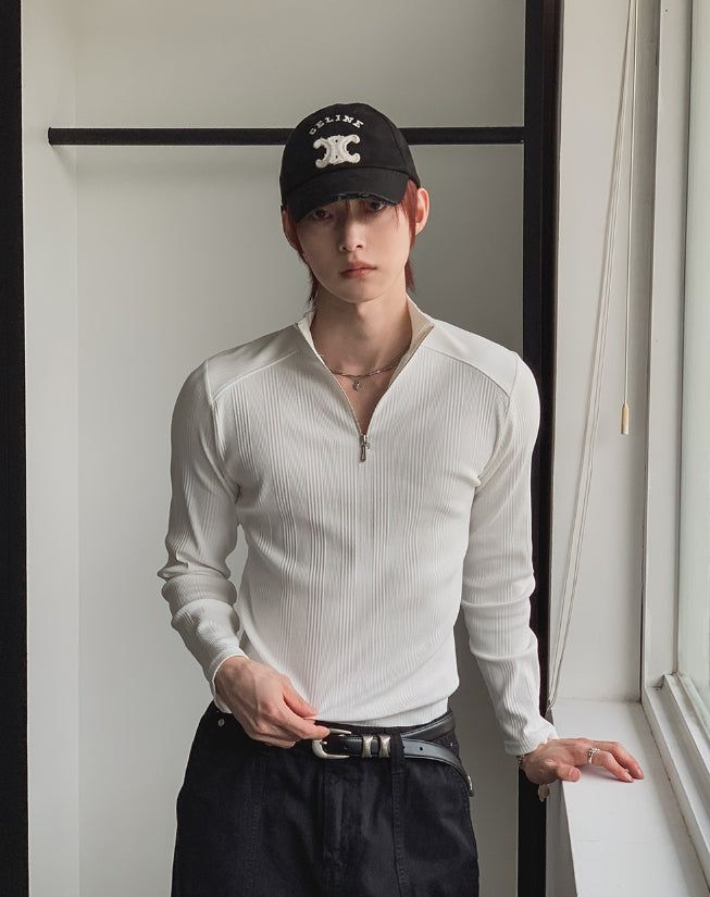 2PLAN（ツープラン）の「ジレオン ハーフジップ リブ ロングスリーブTシャツ（トップス）」