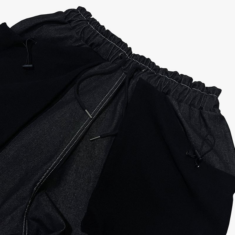 reverse terry pocket denim capri shorts_black