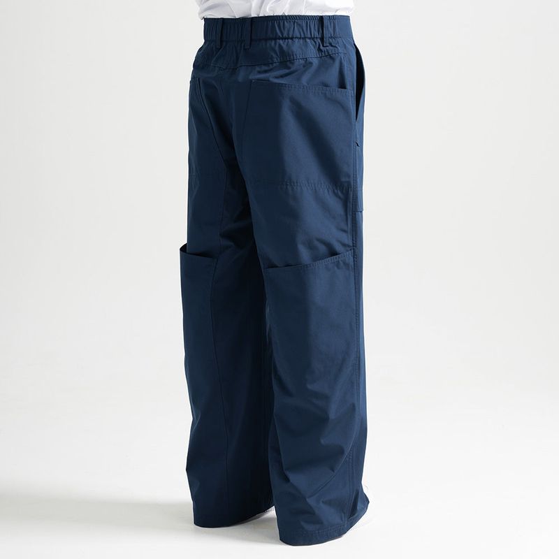 Poly Cotton RIB Track Zip Pants - NAVY