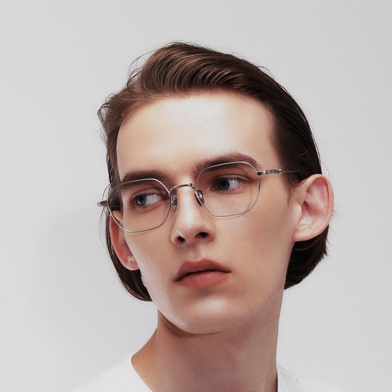 Knouun Square titanium glasses CODE. 102. A Silver