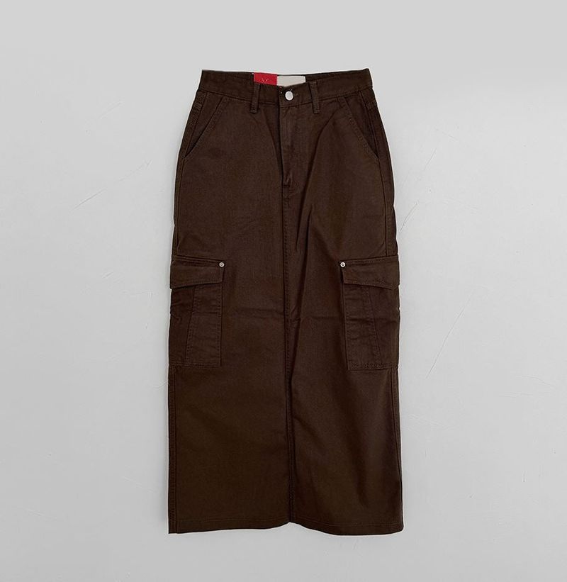 Work cargo maxi long skirt (4 colors)