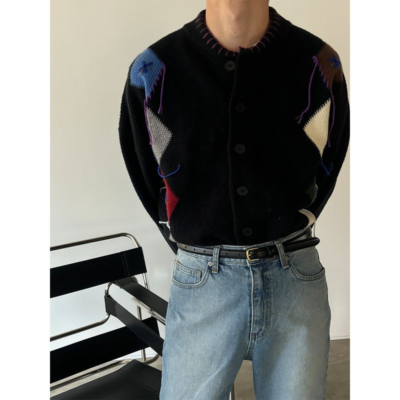 [S/S] Argyle stitch knit cardigan