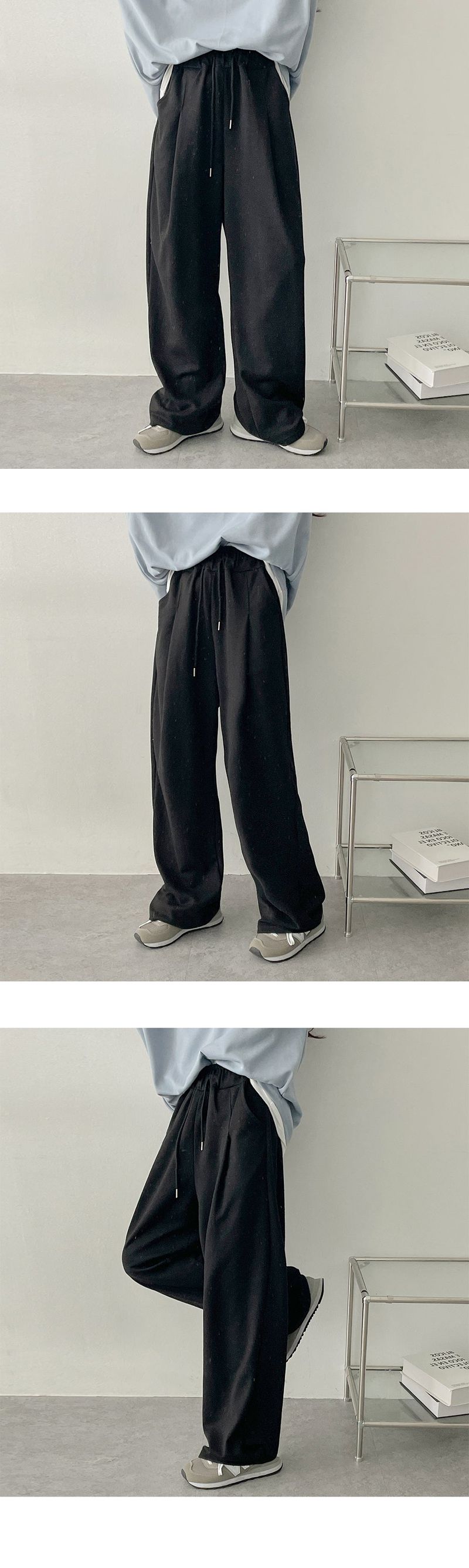 Pintuck Wrinkle Line Banded Wide Pants