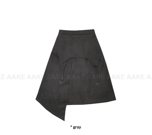 (WOOL) D-RING UNBALANCE SKIRT