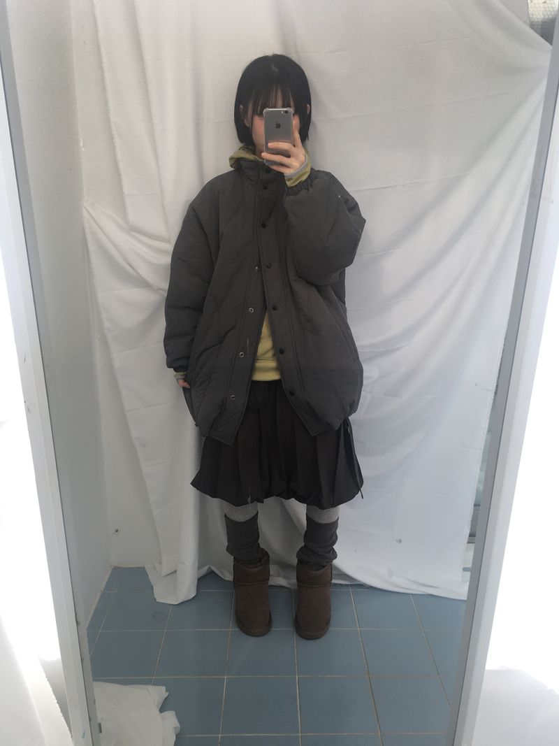 highneck loose waffle hood