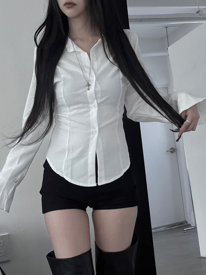 back corset cuff shirt (2color)