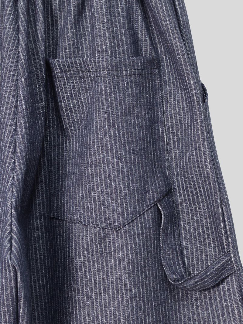 Terry Stripe Banding Carpenter Wide Denim Pants (for all four seasons)
