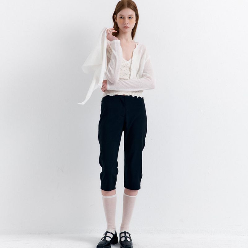 Scarf Set Cropped Knit Cardigan_Ivory