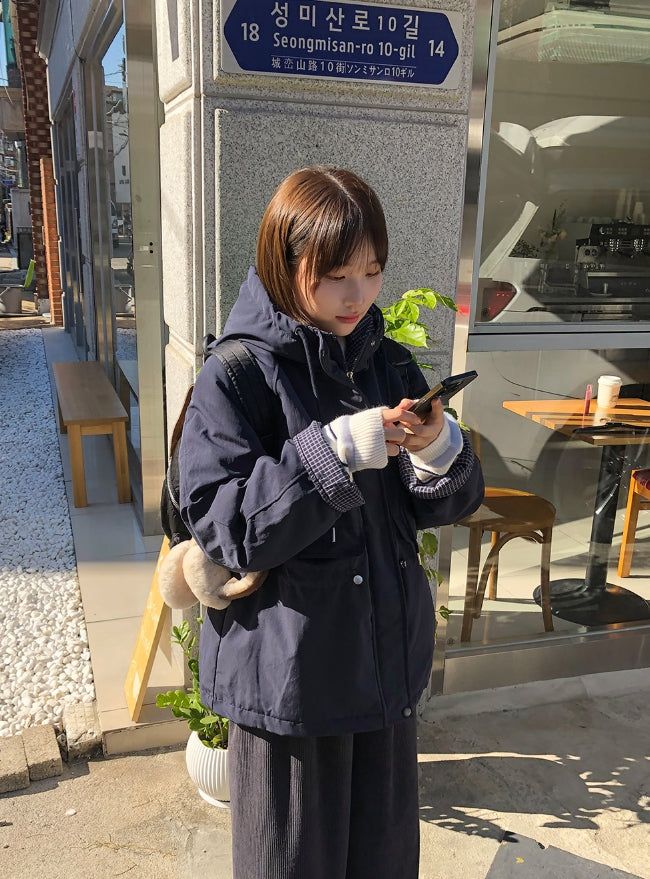 BAON（バオン）の「Pump Check Color Matching Hood Bomber Padding Jumper（Jackets/Outerwear）」
