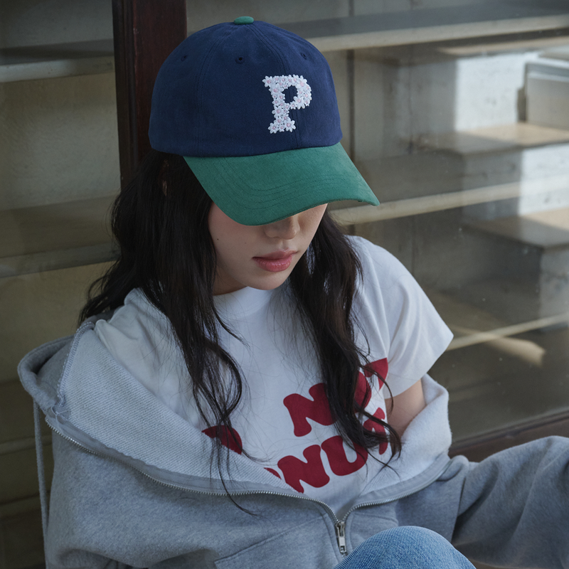 Floral P Logo Ball Cap (Green & Navy)