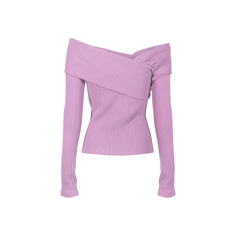 UNBALANCED OFF-SHOULDER TOP_Purple