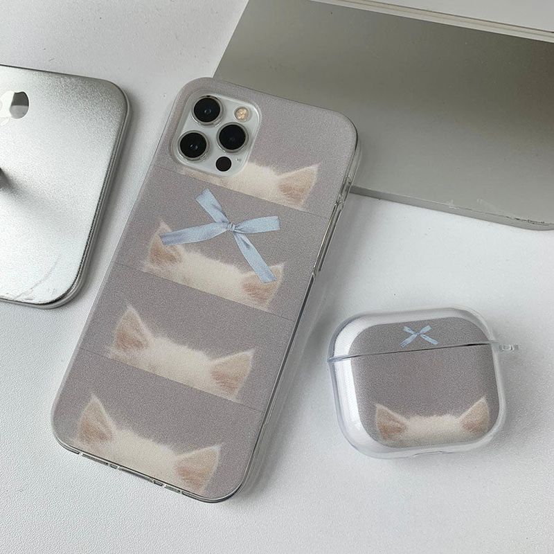 Peep Ribbon Cat AirPods Case_Jelly