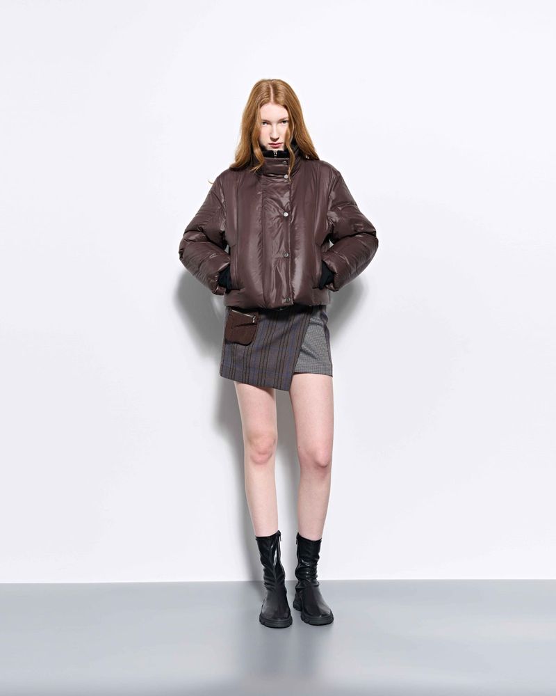 Rib Neck Goose Down Jacket _ Brown