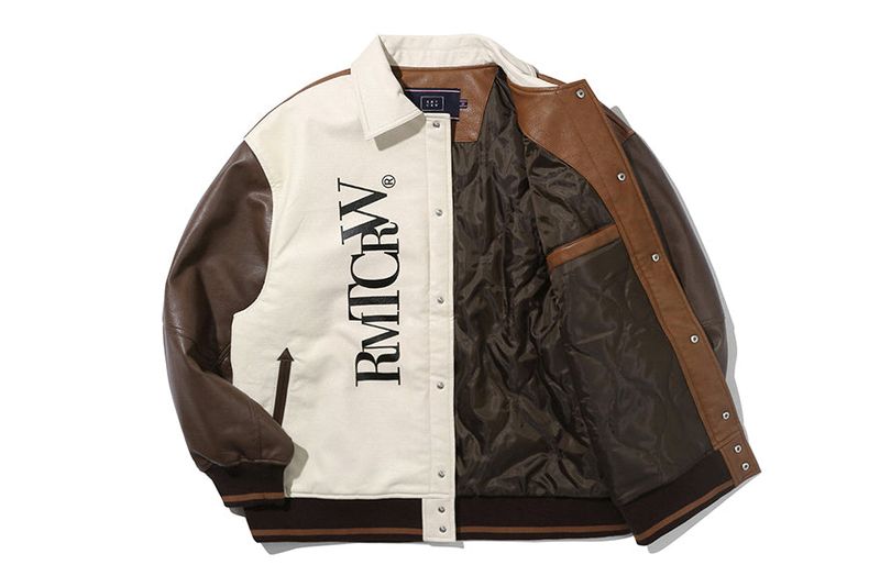 VEGAN LEATHER VARSITY JACKET_BROWN