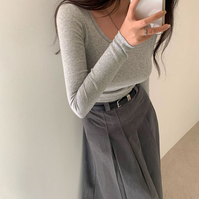 [Belt set/Recommended!] Rose Pleated Long Skirt
