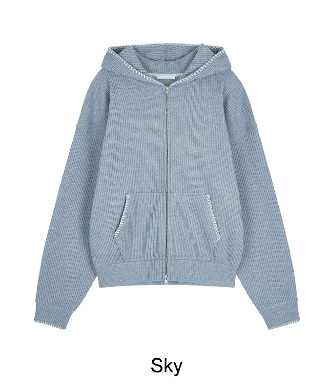Any Stitch Knit Hood Zip Up
