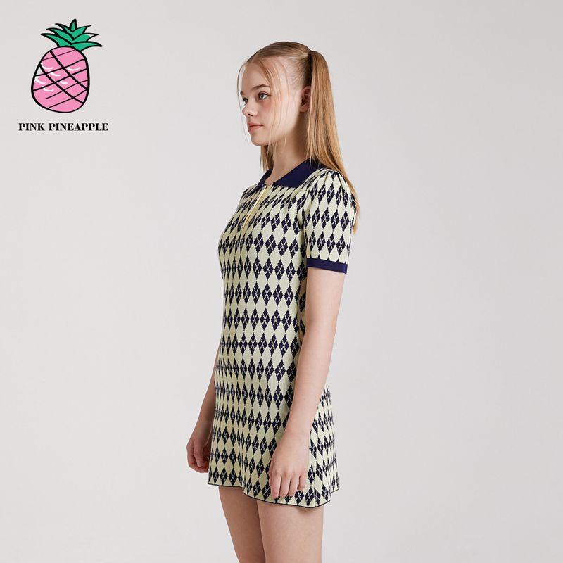 ARGYLE KNIT DRESS