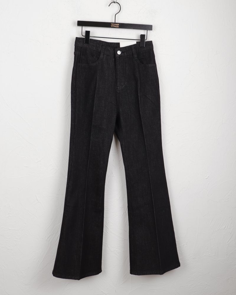 [3color] Libby stitched leg loom bootcut raw denim pants