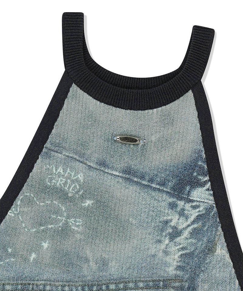 DENIM PRINTED HALTER KNIT