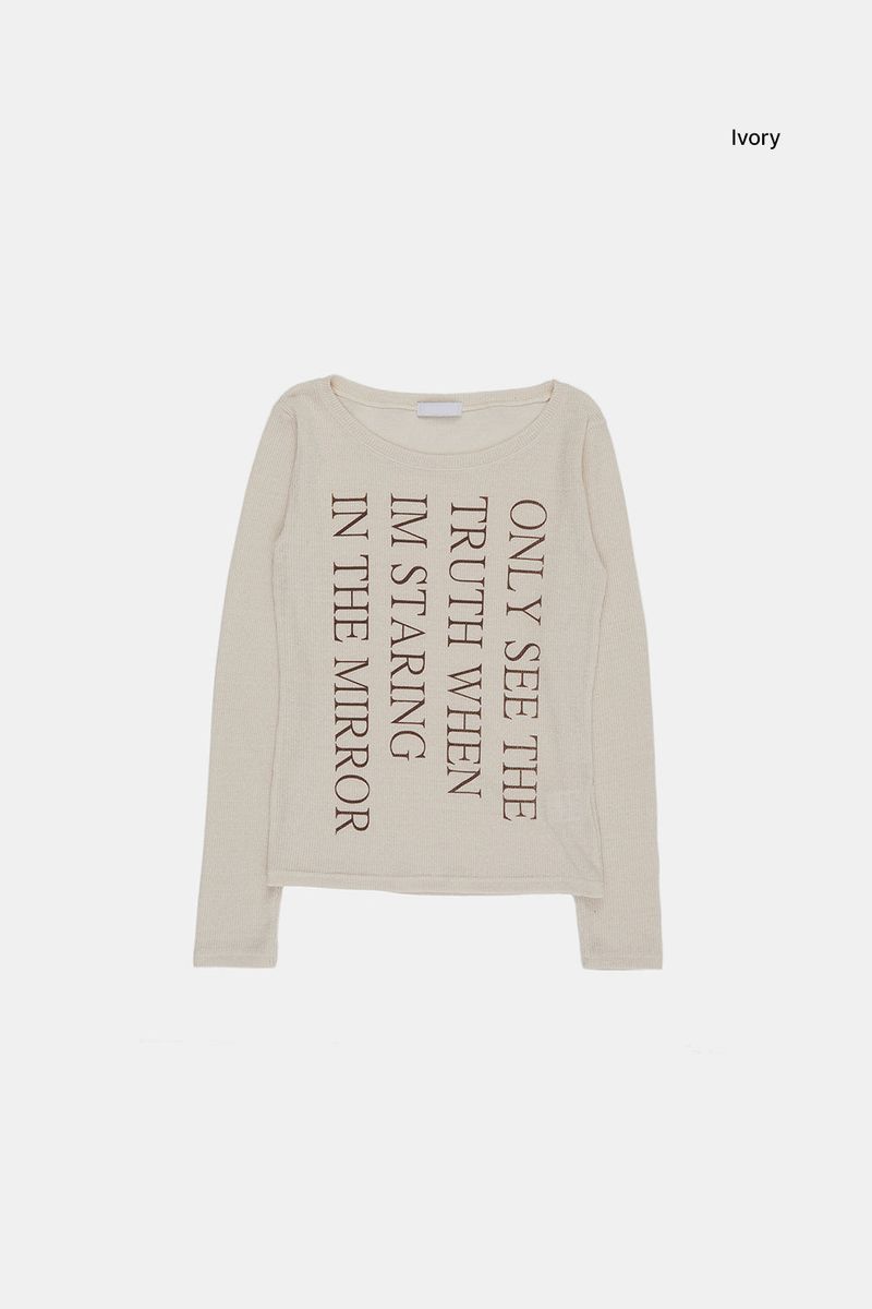True lettering waffle long sleeve