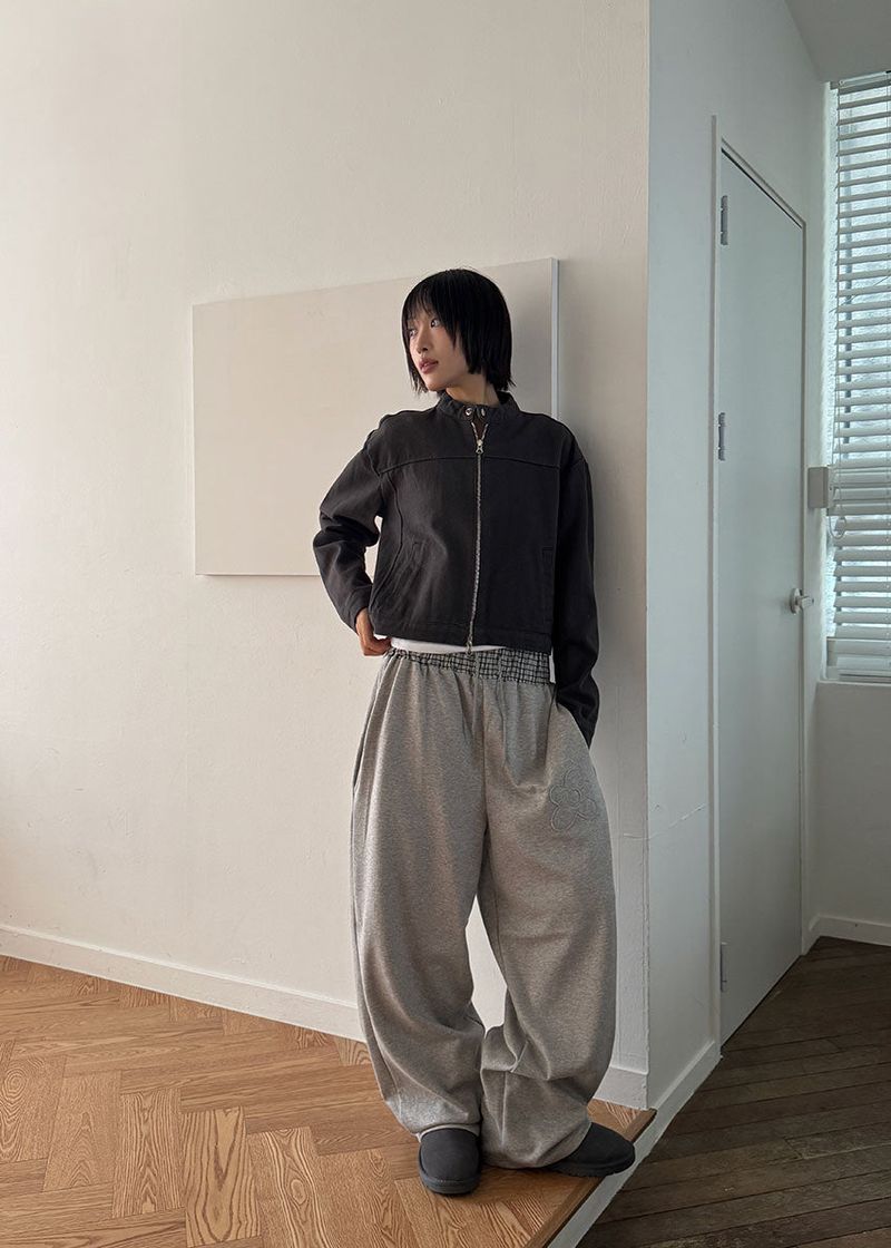 FLOWER CHECK BANDING PANTS