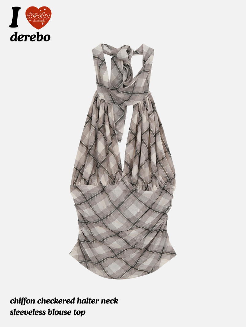 dereborujo（ドレボルゾー）の「chiffon checkered halter neck sleeveless blouse top（Tops）」