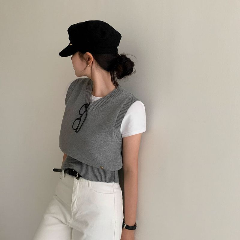 [Bellide made] Old money V-neck knit vest