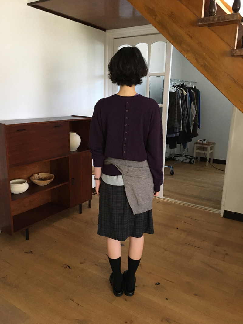 Dual-button round cardigan (3color)