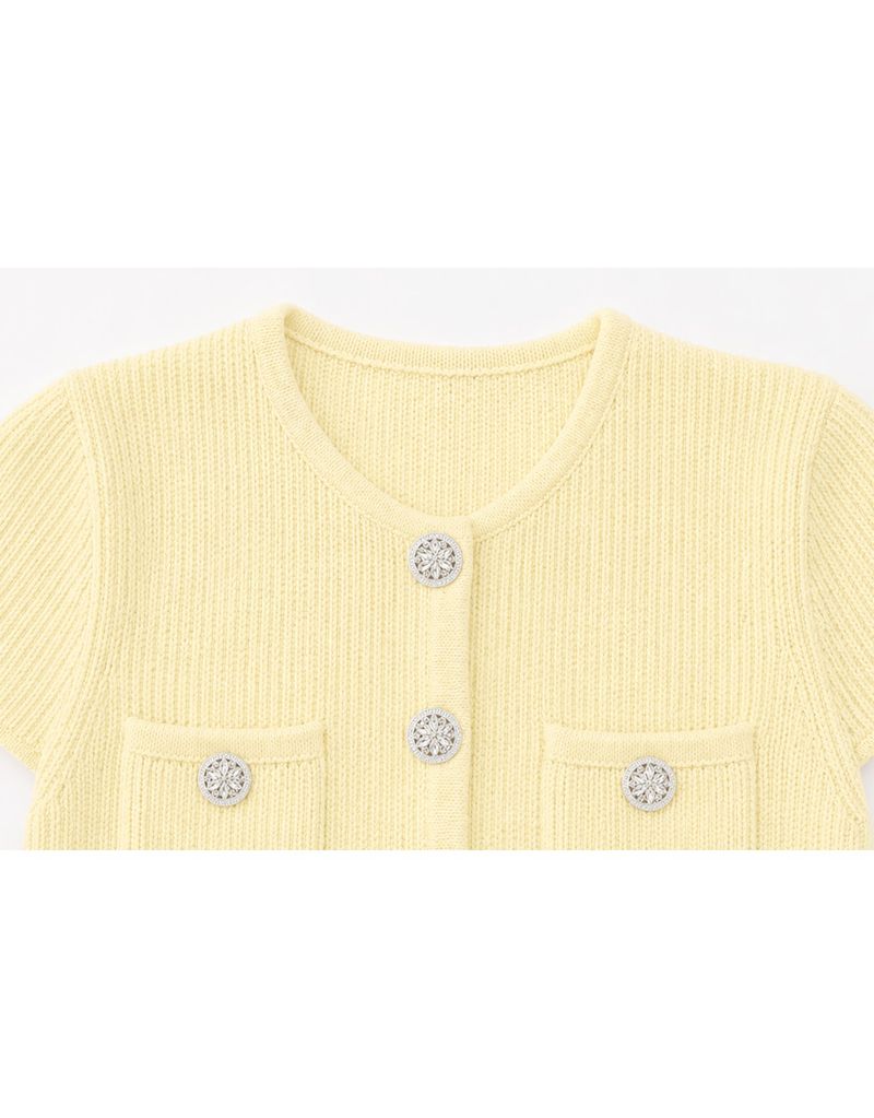 Kaley Cap Sleeve Button Summer Knit Cardigan Butter