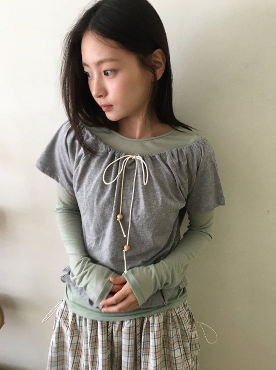 Kadohi Tencel Basic Layered Long Sleeve Tee