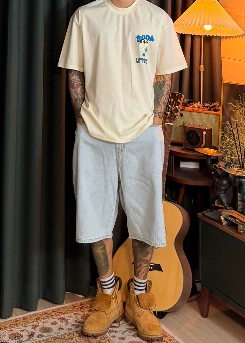 Herringbone Bermuda Denim Shorts 2COLOR