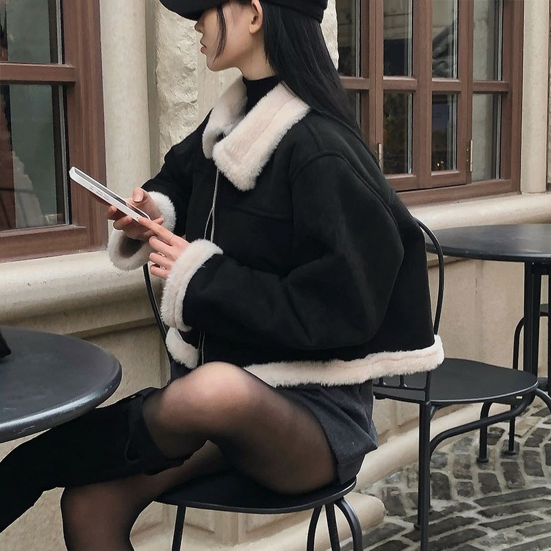 [BELLIDE MADE] Dave, suede cropped mouton jacket