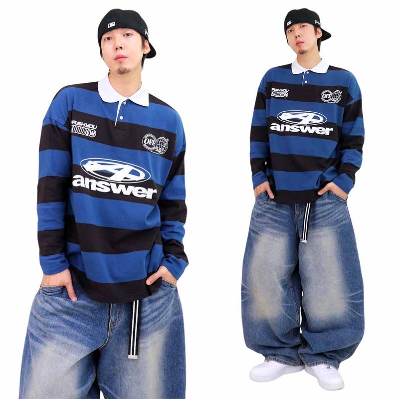 Oversized Old-School Stripe Polo Shirt