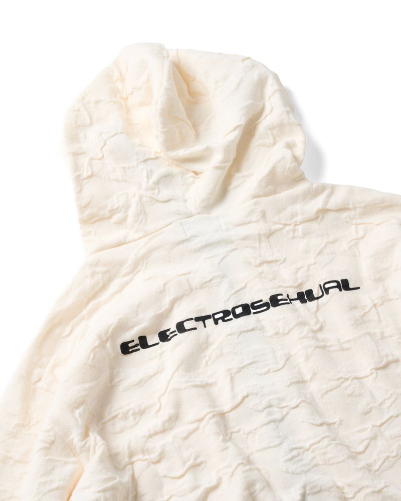 WRINKLE KNIT WHITE HOODIE