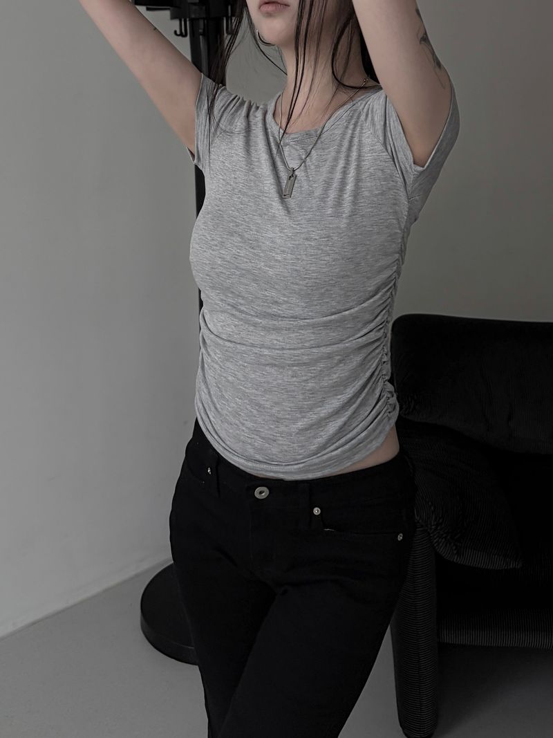 basic shirring short sleeve (2color)