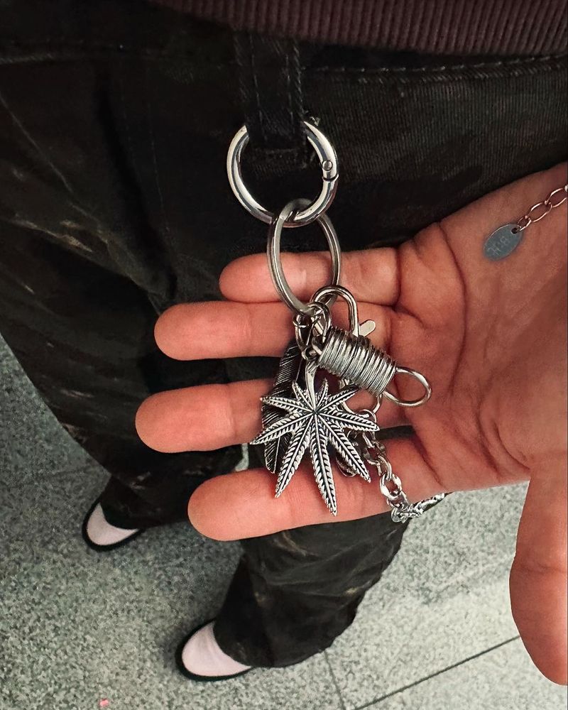 Weed Charm Hook Layered Keychain