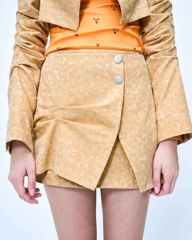 DOZI - Suede Mini Wrap Skirt _ Camel