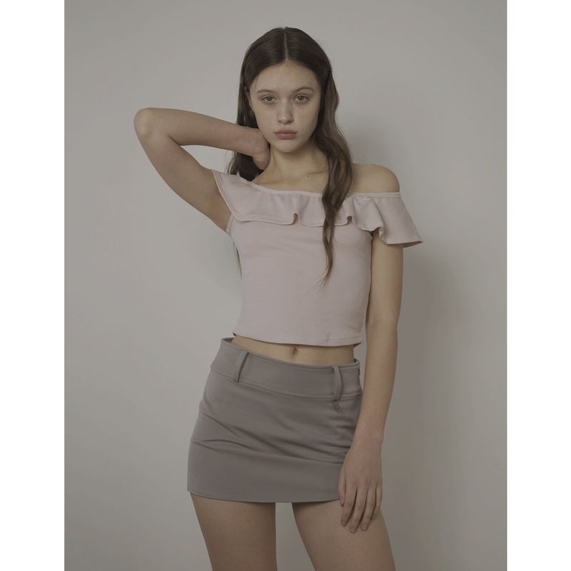 BELT MINI SKIRT-ASH BEIGE
