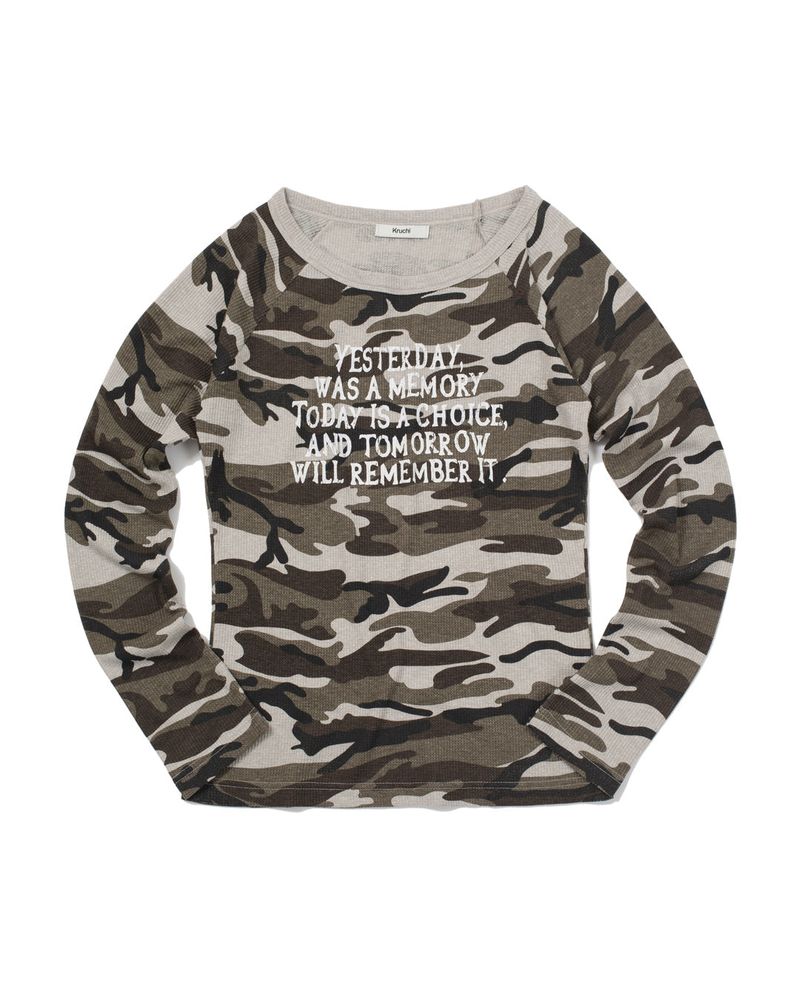 KRUCHI（クルチ）の「Yesterday ワッフル長袖（CAMO） WOMENS（トップス）」
