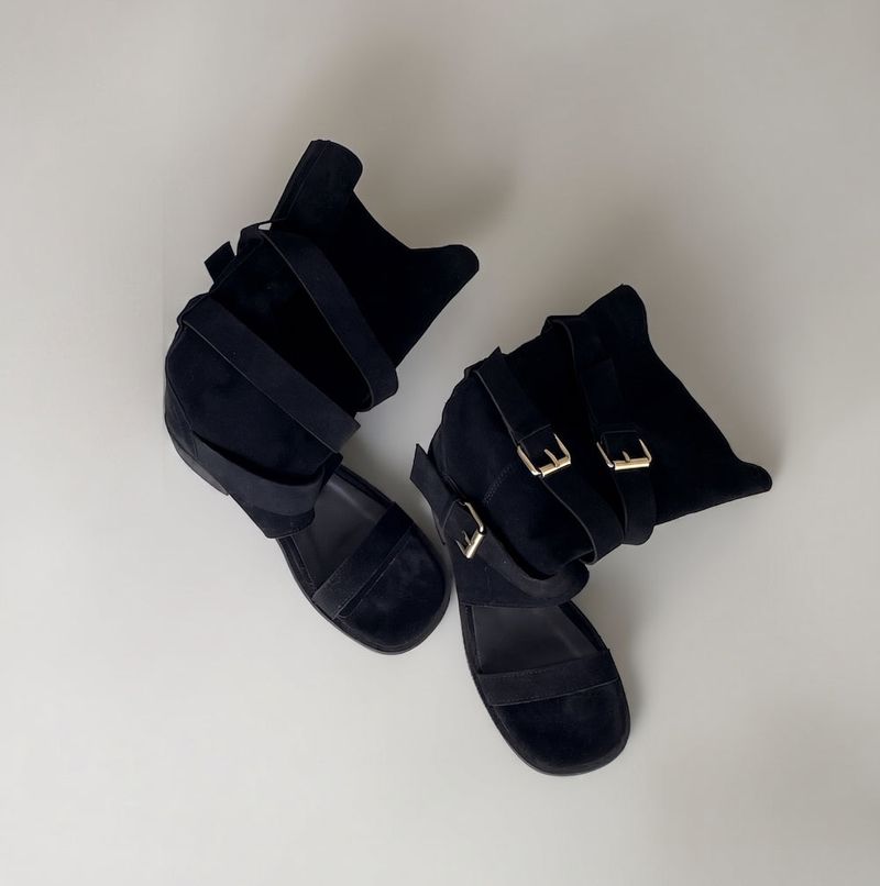 Log Open-toe Two-way Belt Summer Flap Boots