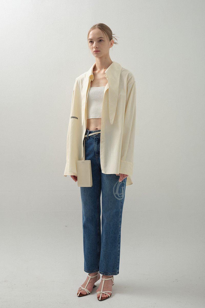 Drape Scarf Shirt_Beige