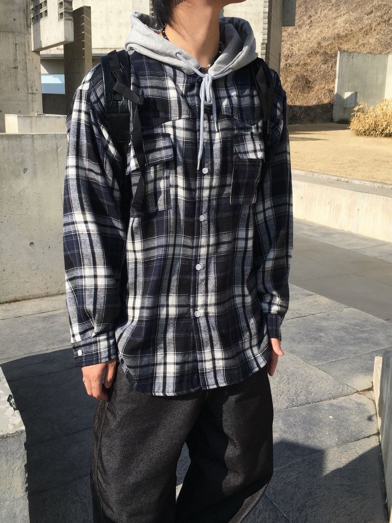Stern Peach Check Hoodie 3C