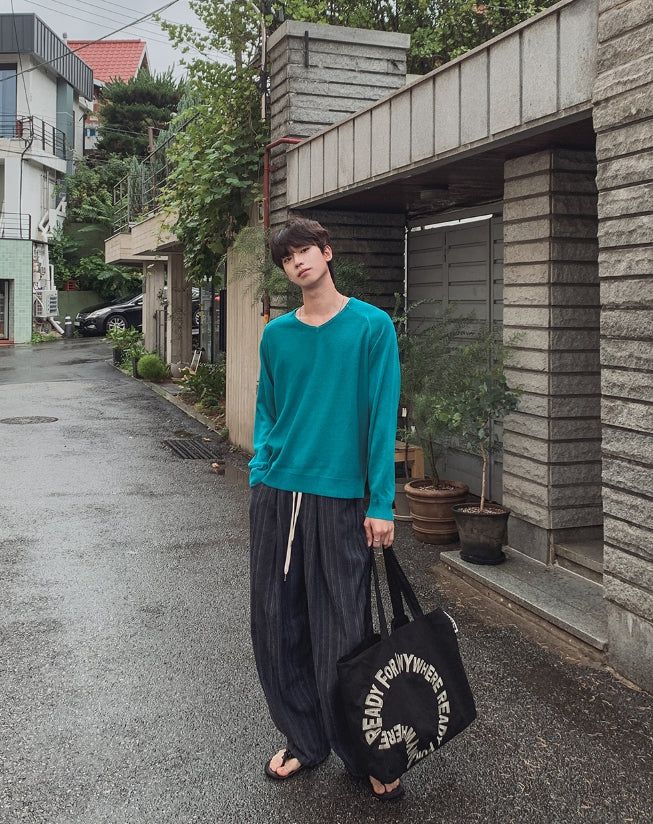 Seilen Stripe Banding Wide Slacks