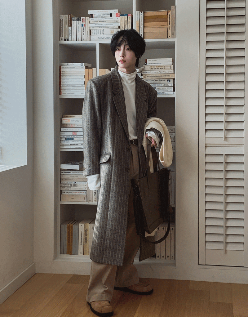 2PLAN（ツープラン）の「レイストライプマキシコート (2 color)（ジャケット/アウター）」