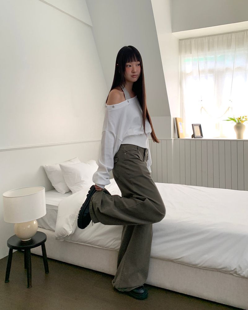 Carcl wide long cotton pants