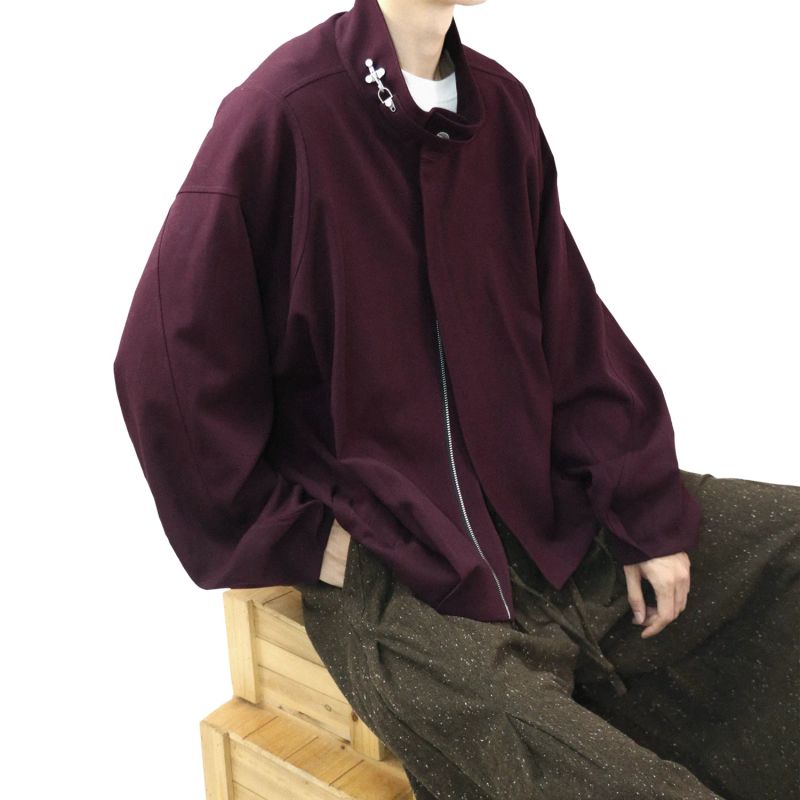RELABEL('LABEL) Acetic acid wool flower bud three-dimensional segmented pleated loose casual stand collar jacket