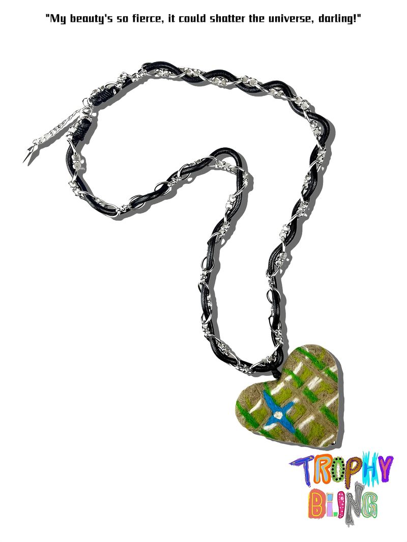 Felt Heart Long Chain Necklace