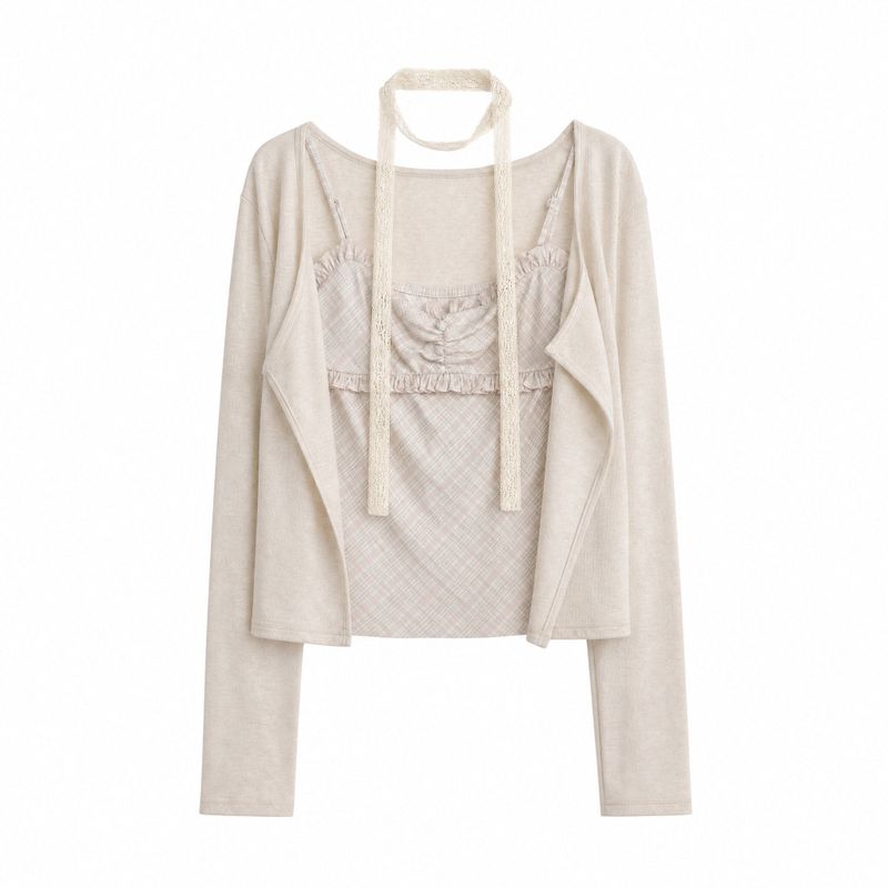 Liora Lace Check Bolero Set