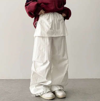 Log banding layered pocket skirt pants